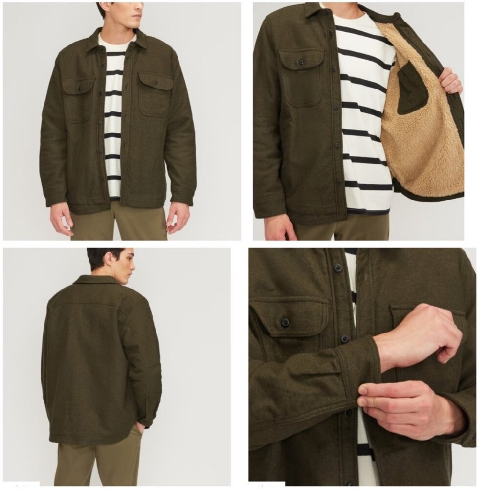 Everlane ReNew Fleece Lined Overshirt XXL Green Heavyweight Jacket NWT - Picture 2 of 12